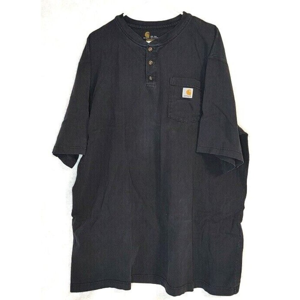 CARHARTT Men's Original Fit Short Sleeve Henley Shirt Size 3XL Tall Black
